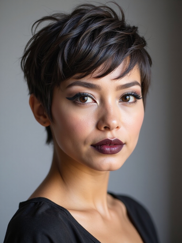 A textured pixie crop with a hidden nape undercut