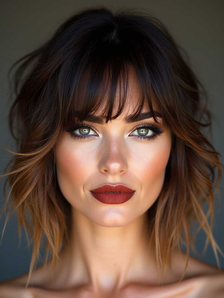textured layered face framing silhouette