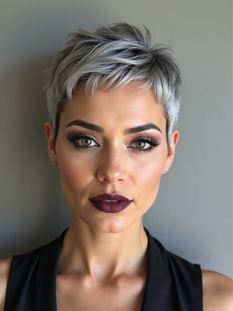 textured pixie with tapering