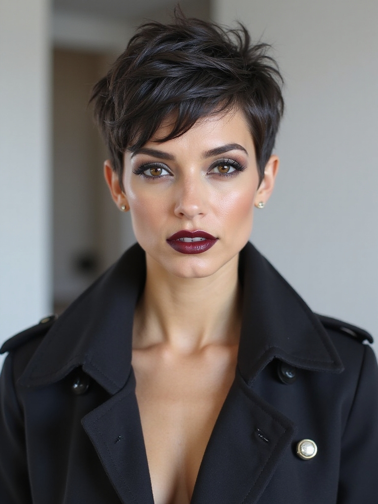 A textured pixie with a nape undercut