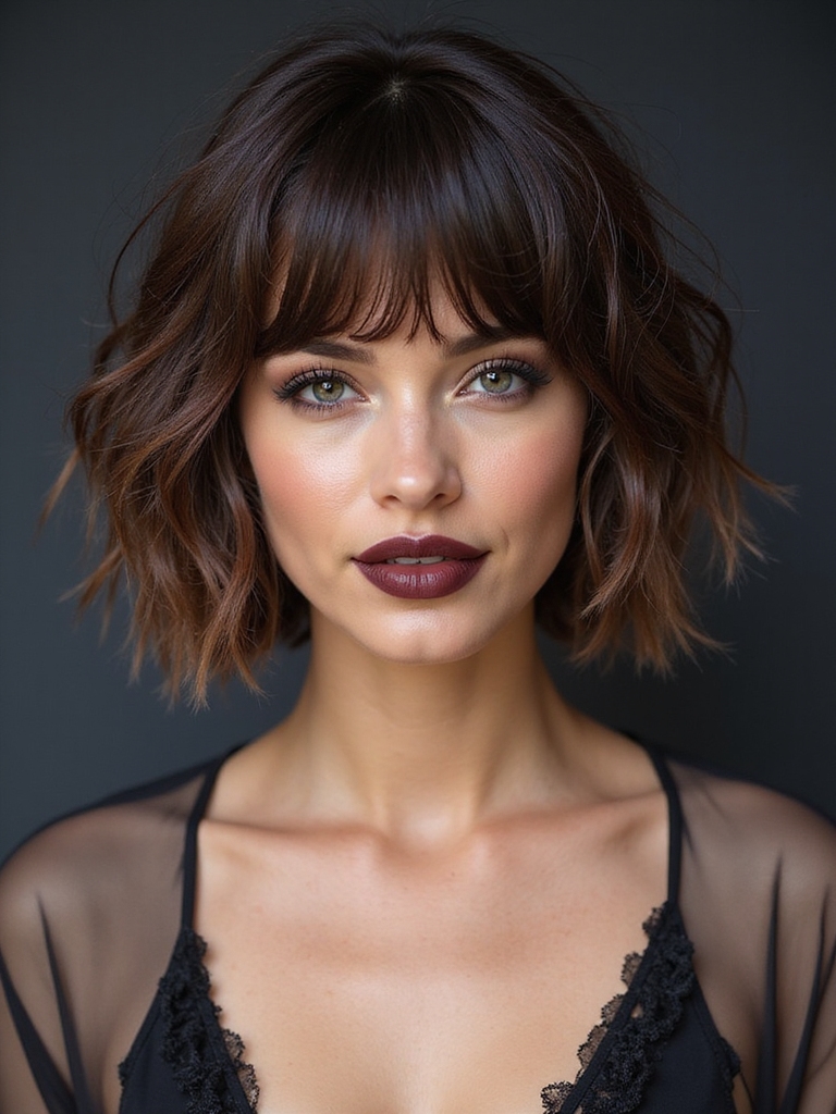 Shaggy curtain bob