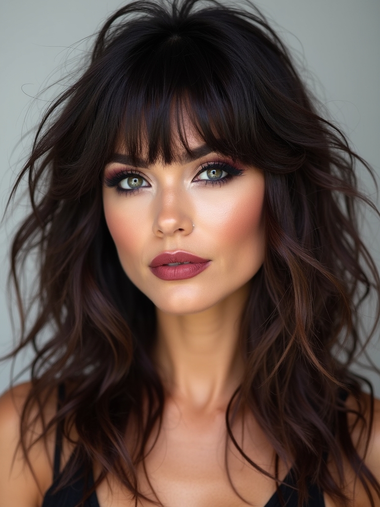 thick wolf cut textured fringe