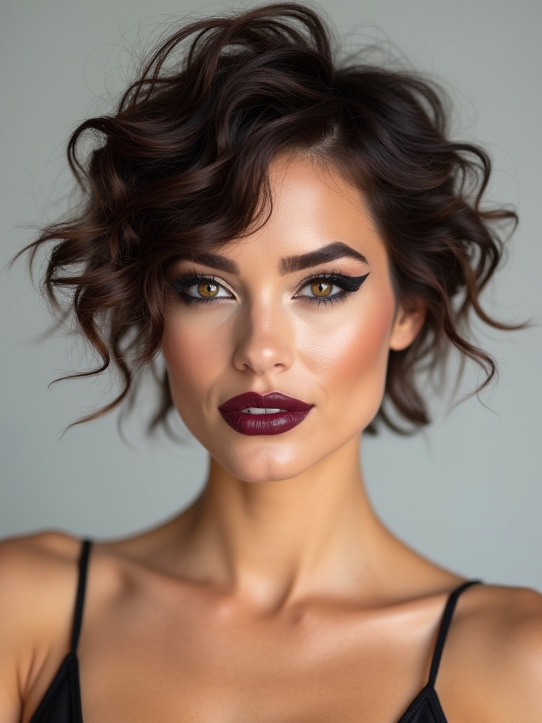 A tousled curly pixie with soft layers