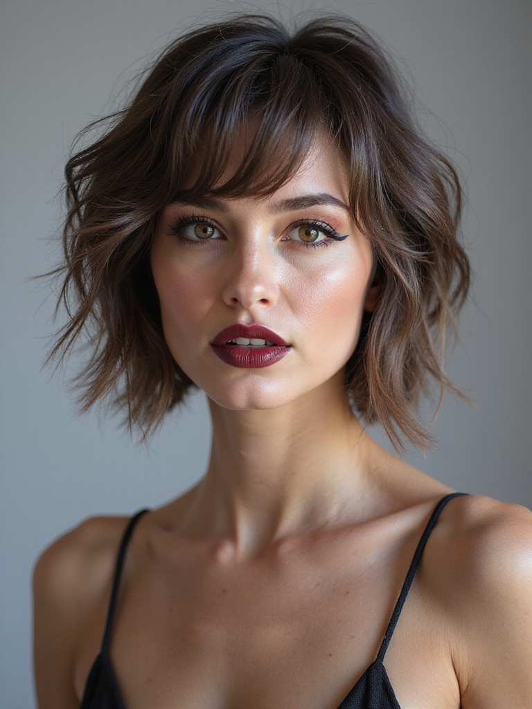 tousled cheekbone grazing french bob