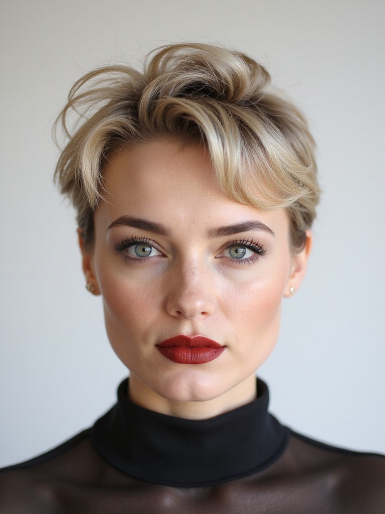 tousled feathered boyish crop