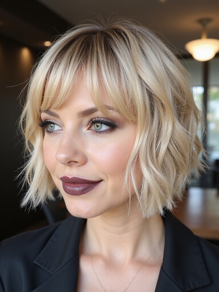 tousled layered pixie bob with balayage