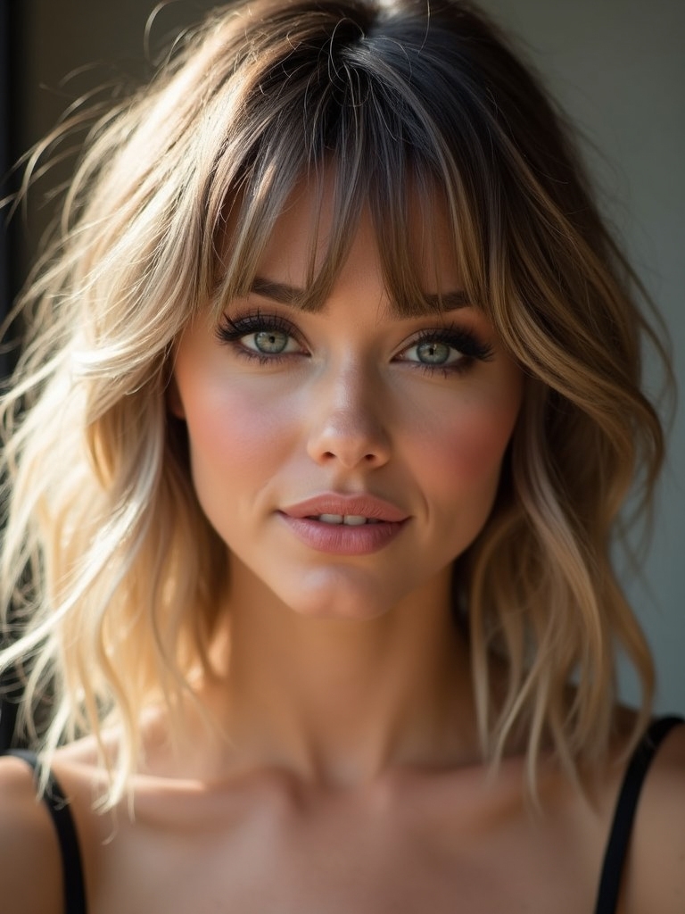 A tousled lob with whisper-thin wispy bangs