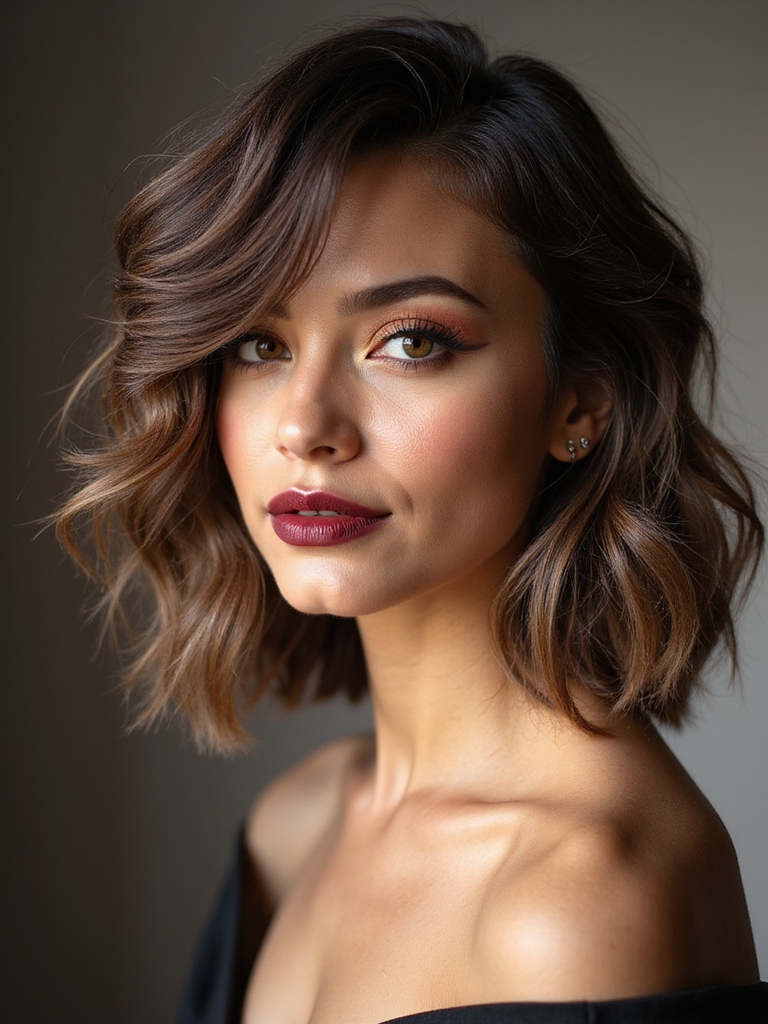 tousled piecey layered lob