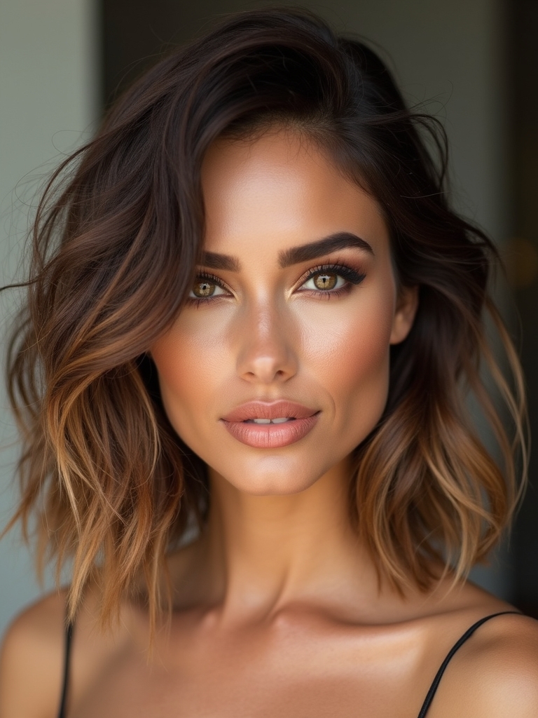 tousled side part beachy bob