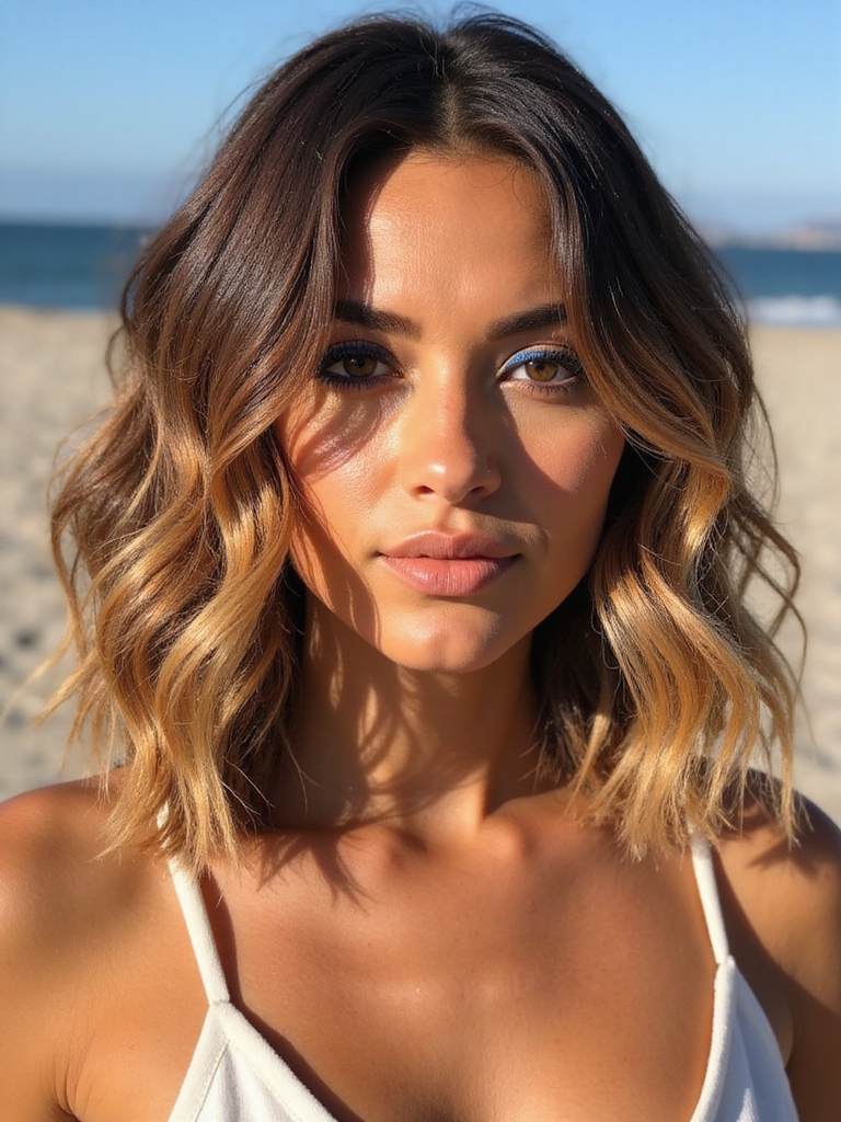 tousled sun kissed textured bob