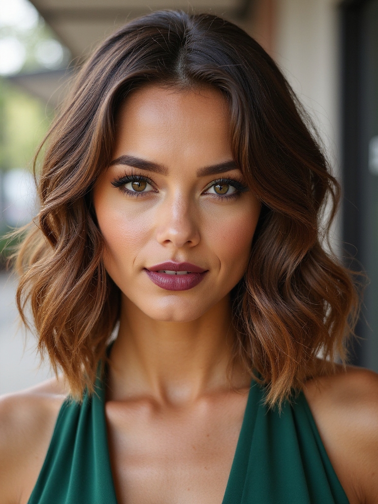 A wavy bob with scattered mini braids