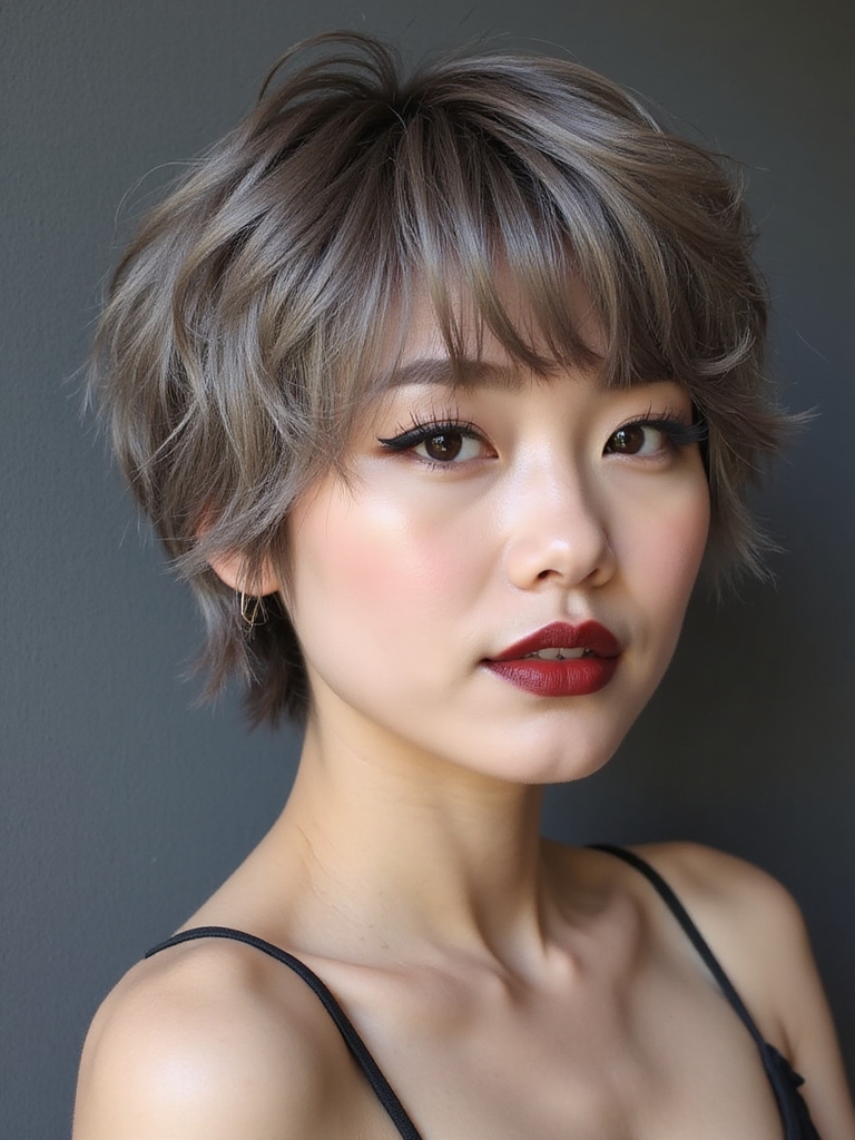 trendy short korean wolfcut