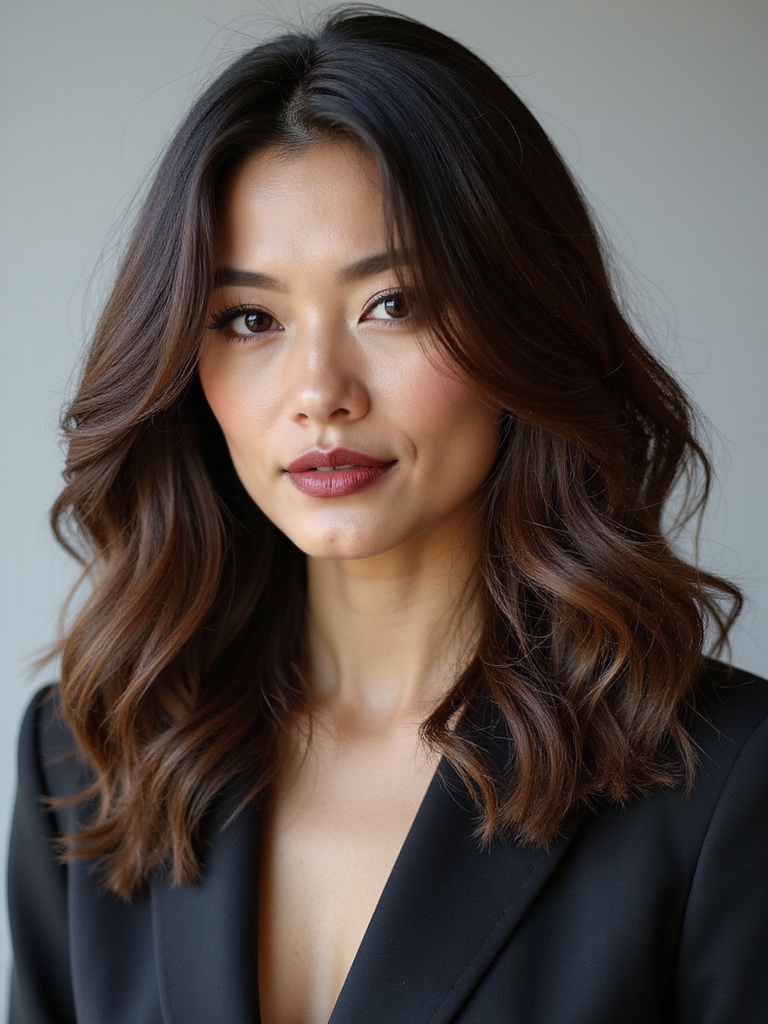 u shaped cascading layered haircut