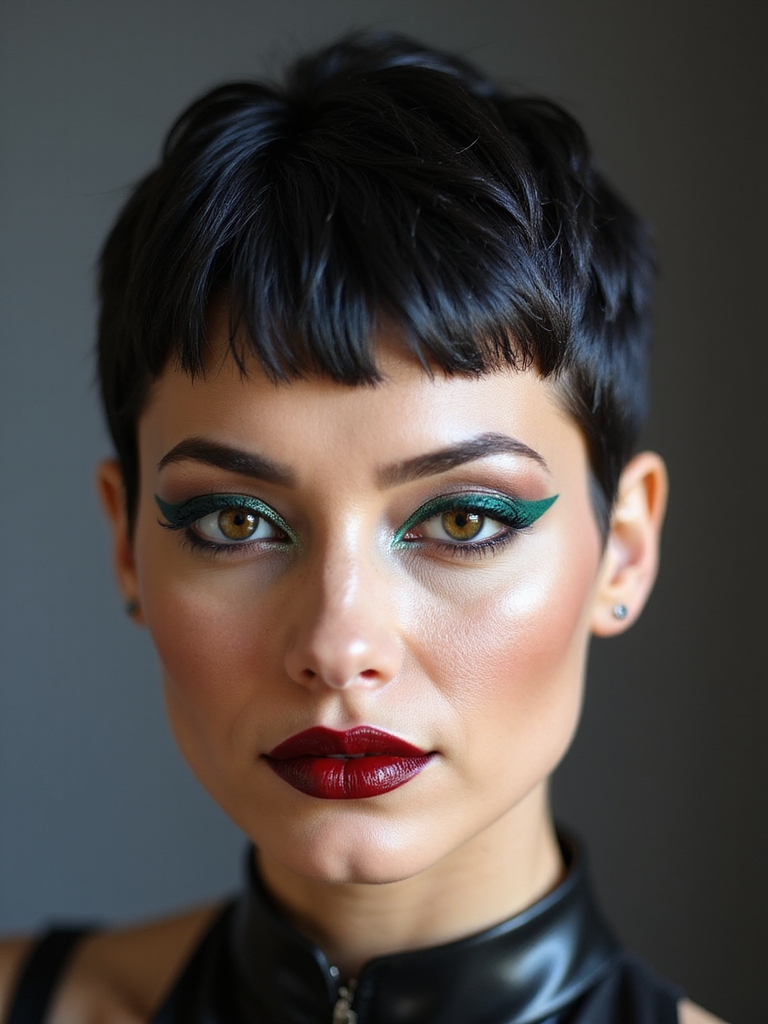 ultra short lacquered pixie silhouette