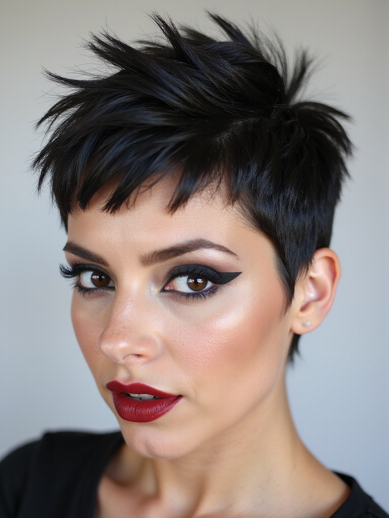 A micro spiky pixie with razor-sharp spikes