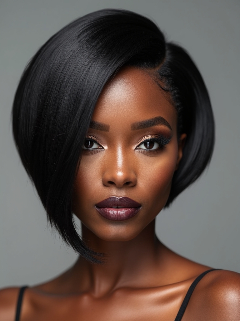 An undercut natural hair bob that lightens bulk and adds edge