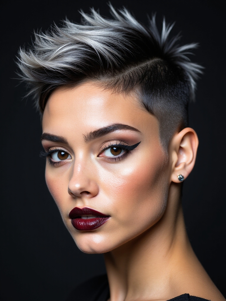 An undercut spiky pixie with a spiked top
