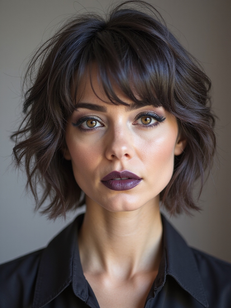An undone airy short fringe with soft separation