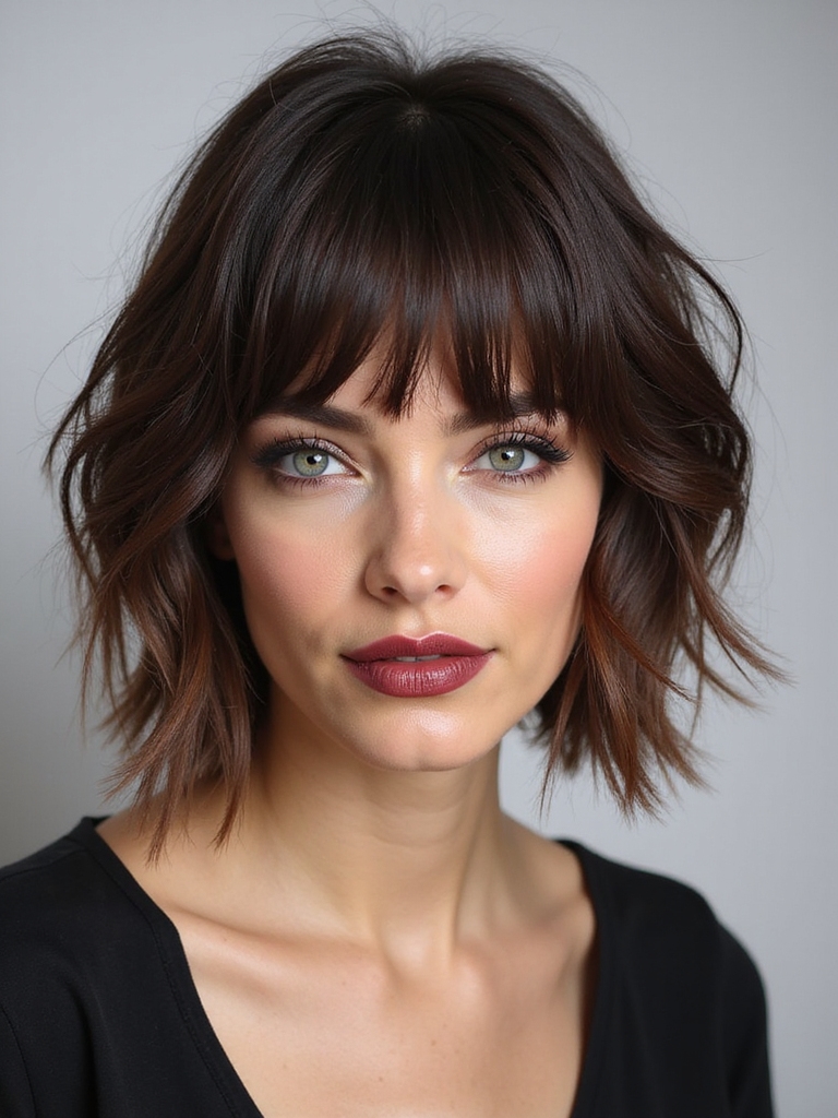 Split bangs undone bob