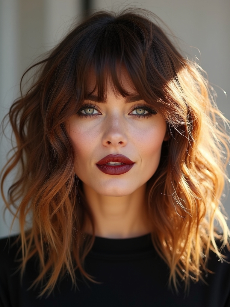 undone textured face framing shag