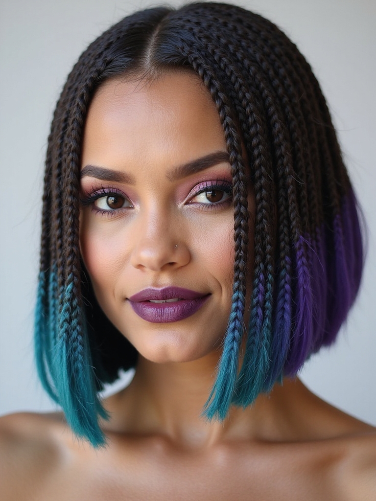 vibrant ombre bob braids