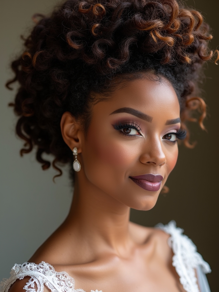 Voluminous curly loc updo