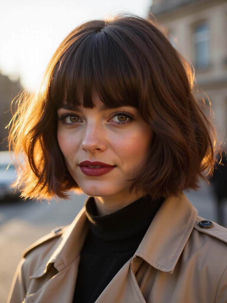 Voluminous French bob full bangs