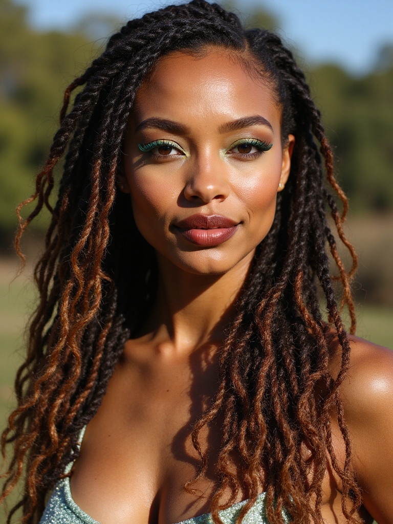 Waist-length rope and mermaid locs cascading down