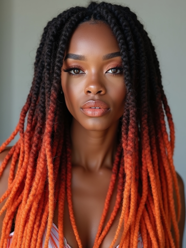warm ombre color dipped locs