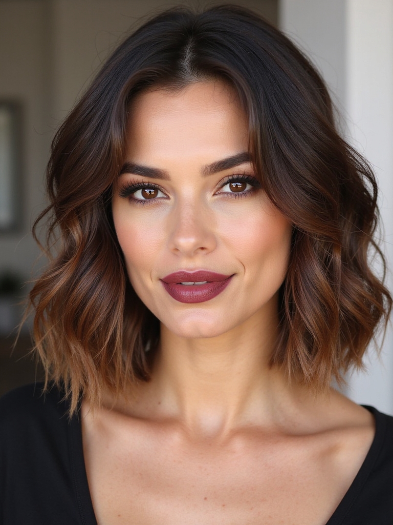 wavy layered bob with bend