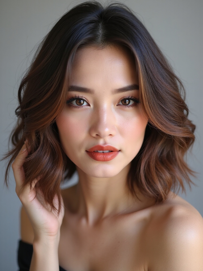 wavy lob with invisible layers