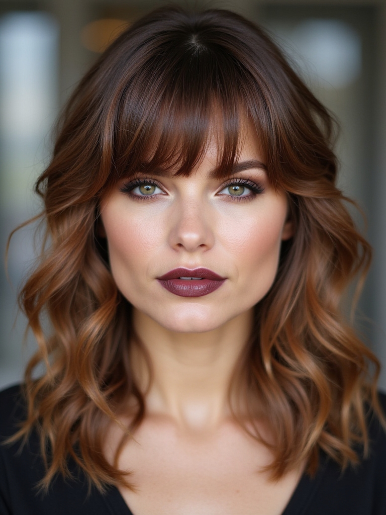 wavy shag with bangs