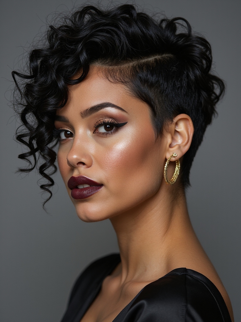 wet look curly pixie