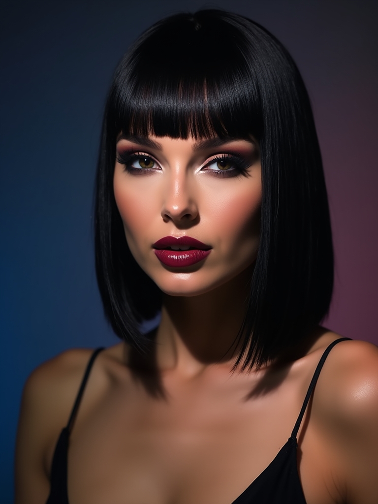 wet look middle part bob