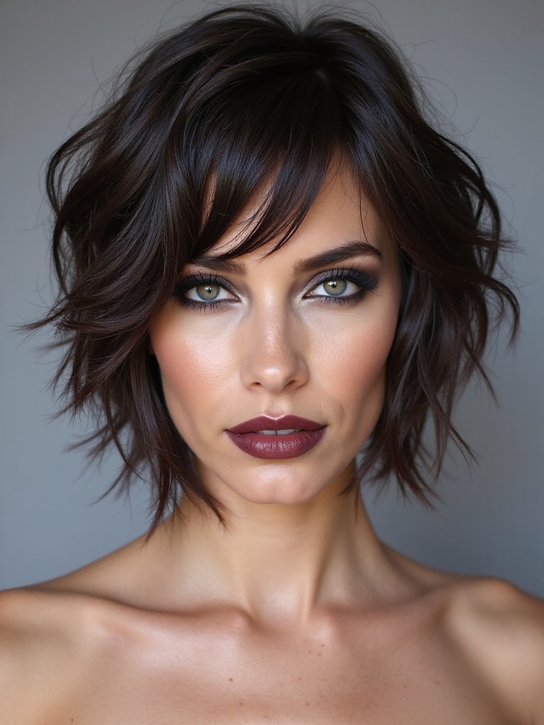 wet textured sleek choppy bob