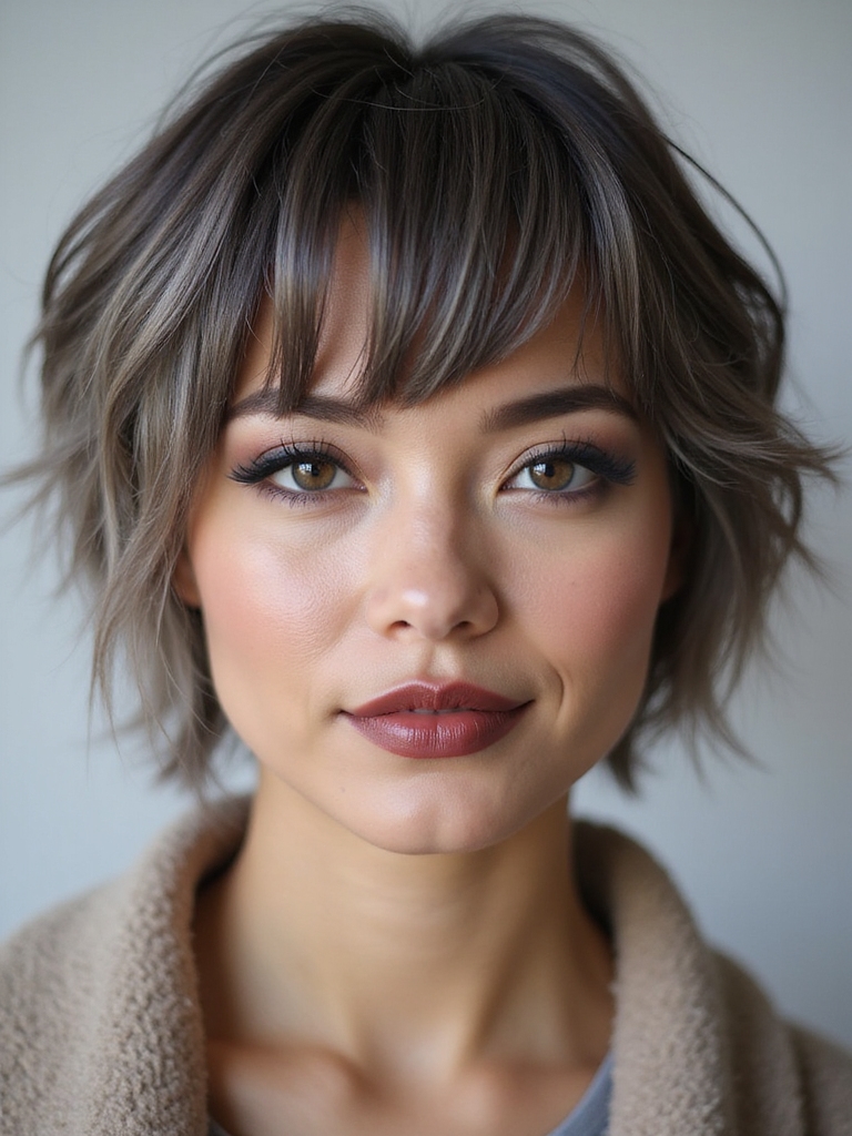 wispy feathered textured pixie bob