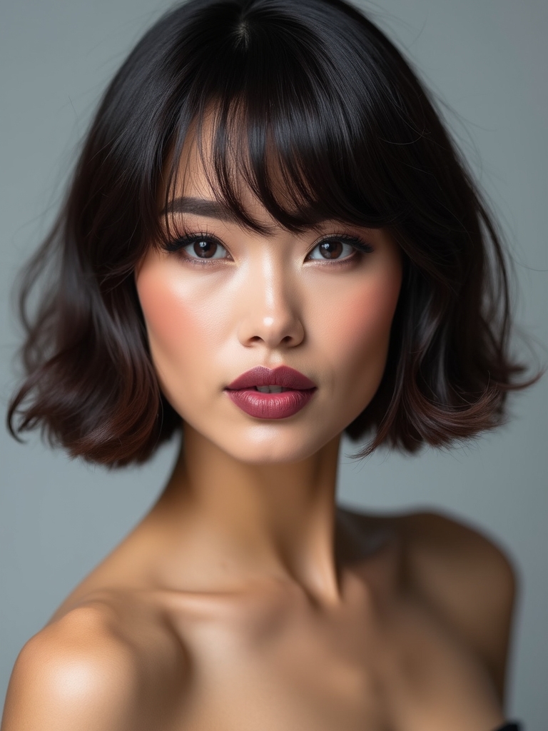 wispy mid forehead micro bangs