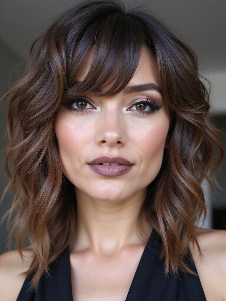 wolf cut with curtain bangs