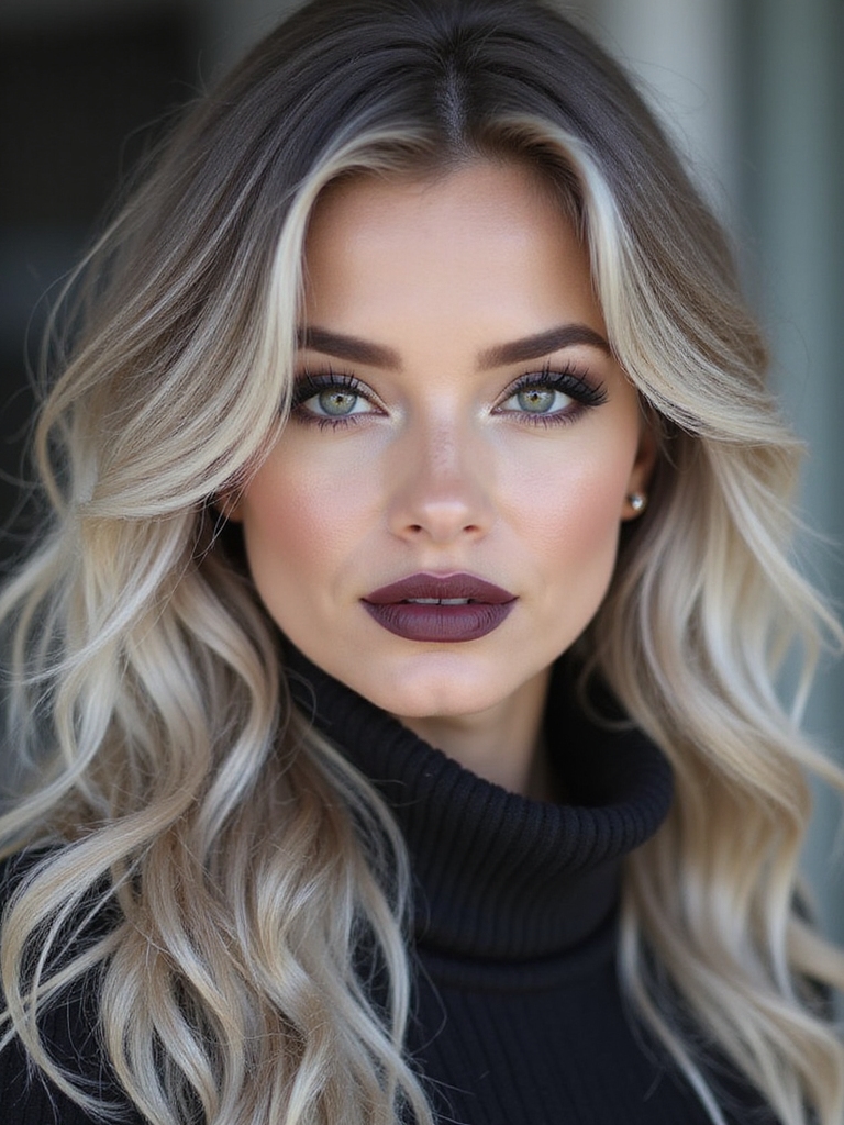 ashy balayage with shadowed roots