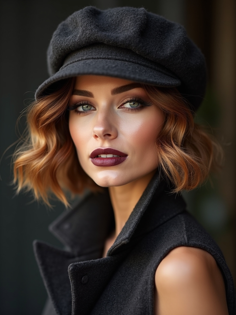 beanie proof short layered waves