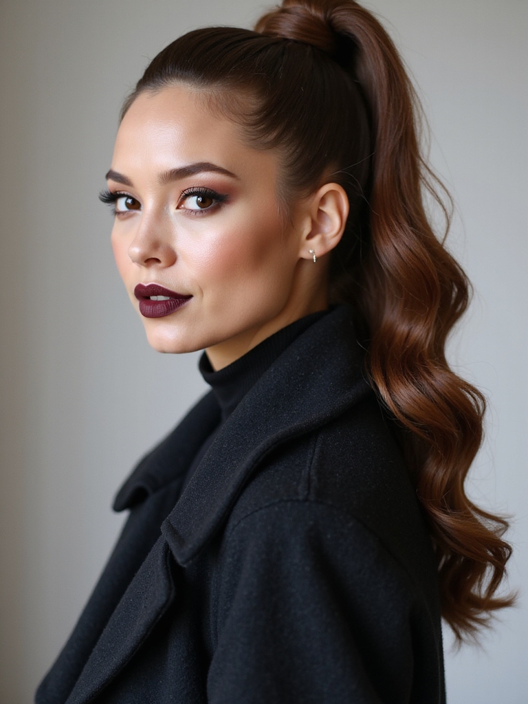 bubble ponytail stays structured