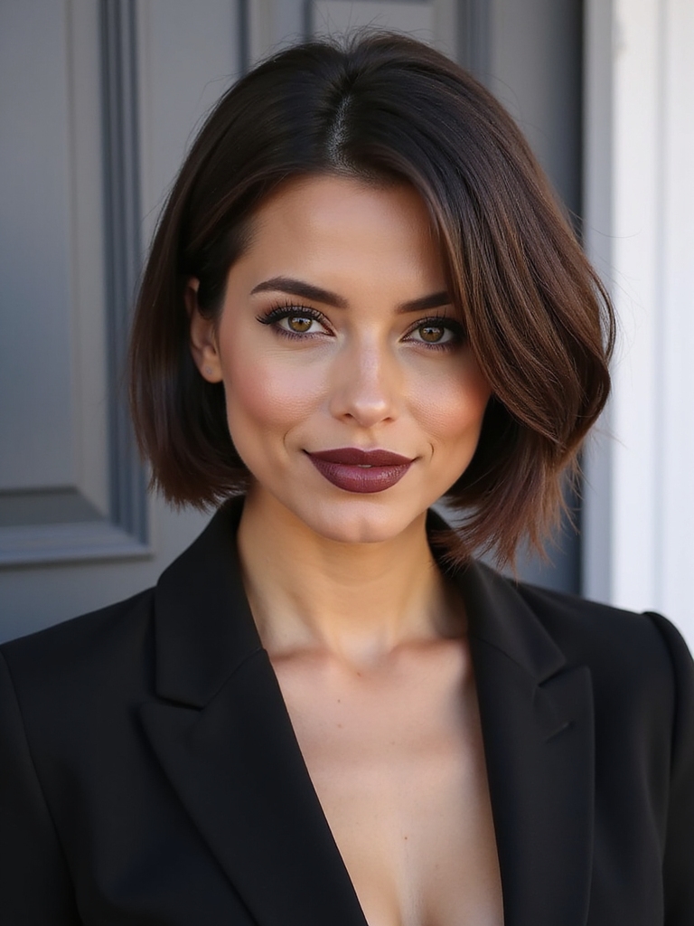 chin length sleek tucked bob