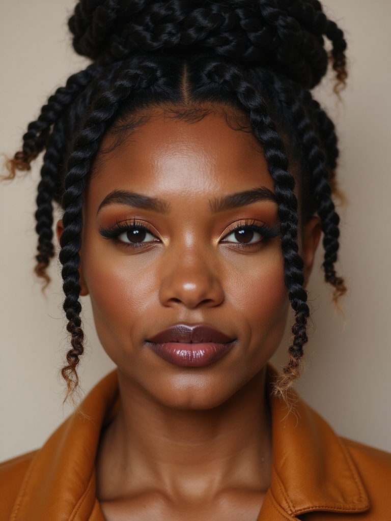 chunky cornrows warm elegance