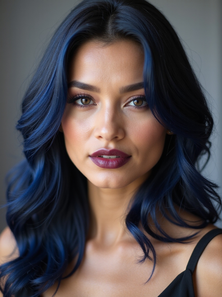 deep blue black with sheen