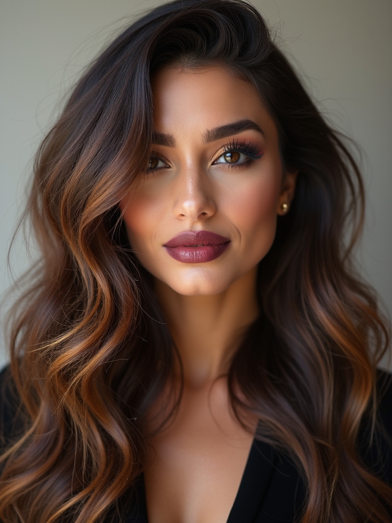 deep mocha honey balayage glow