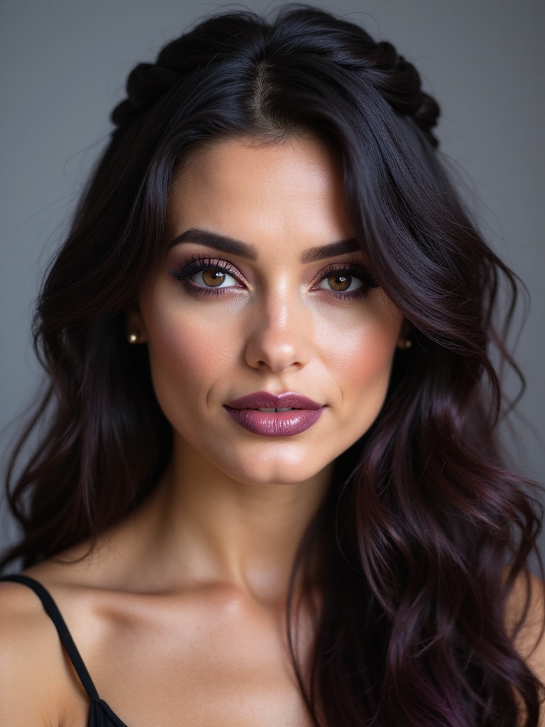 deep plum face framing accents