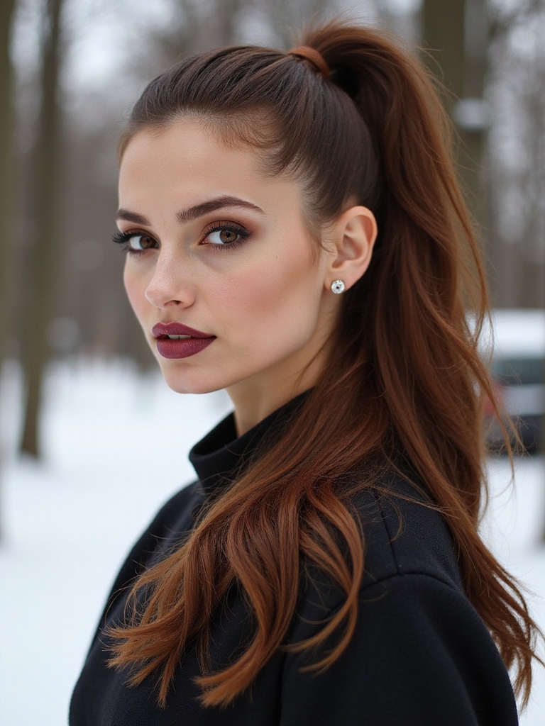 deep side sleek low ponytail