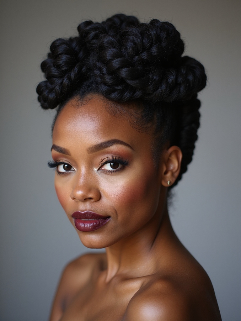 flat twisted protective winter updo