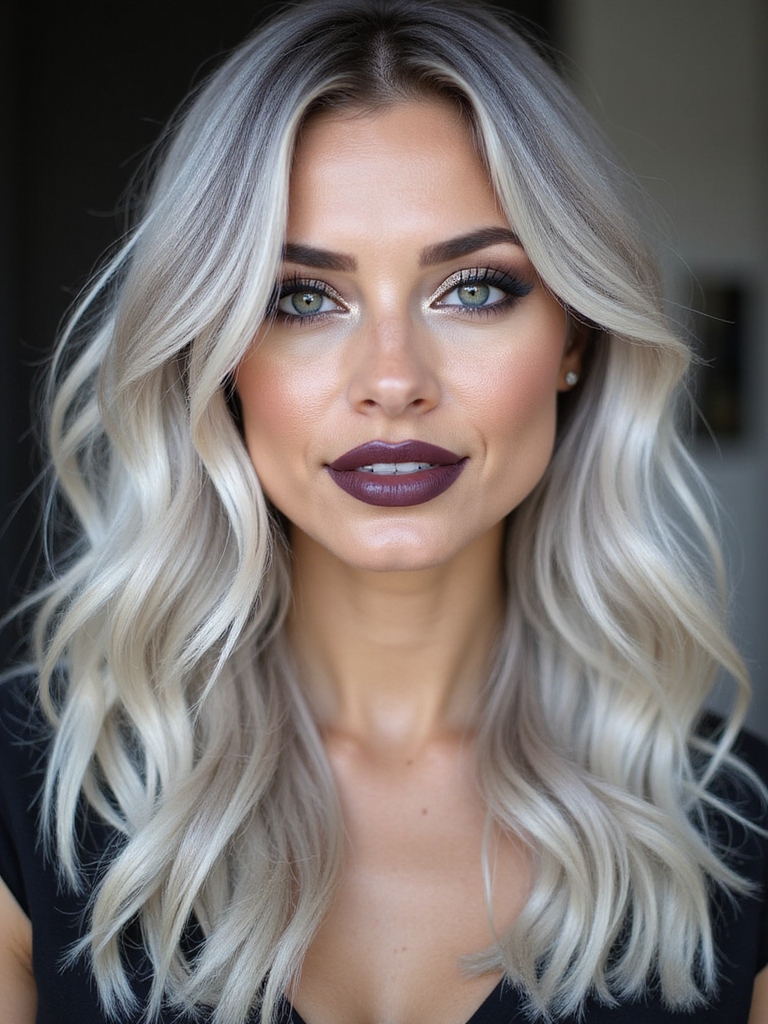 frosted blonde with smoky roots