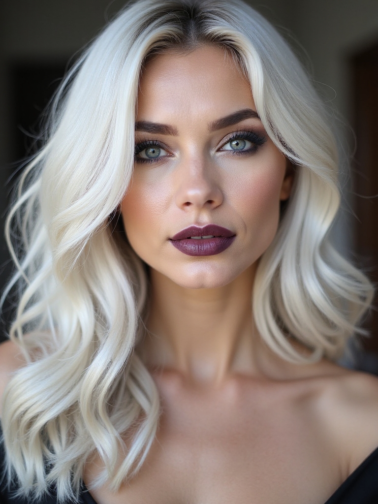 frosted platinum blonde with soft roots